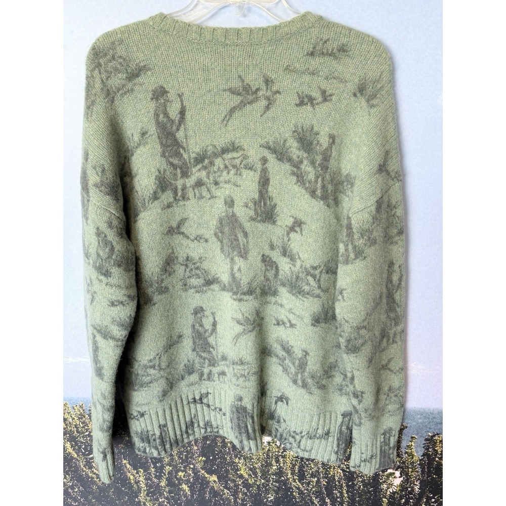 XL Polo Ralph Lauren Men's Green Wool Knit Crewneck Hunting Dog Graphic Sweater - Picture 2 of 7